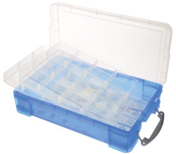 Really useful box boîte de rangement 4 litres avec 2 diviseurs, bleu transparent