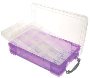 Really useful box boîte de rangement 4 litres avec 2 diviseurs, pourpre transparent