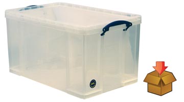 Really useful box 84 l, transparent, emballé individuellement en carton