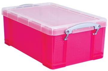 Really useful box boîte de rangement 9 litres, rose vif transparent