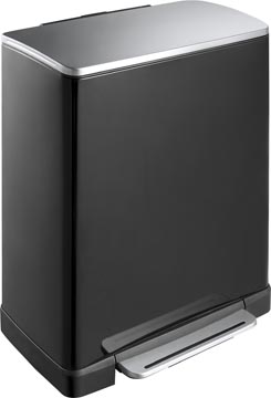 Eko poubelle à pédale e-cube 28 + 18 l, acier inoxydable mat, noir