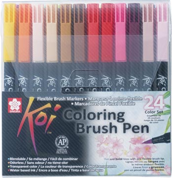 Sakura koi feutre pinceau coloring brush pen, étui de 24 pièces en couleurs assorties