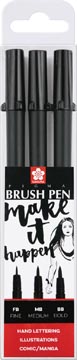 Sakura brushpen pigma brush, étui de 6 pièces, noir