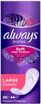 Always soft like cotton protège-slip large classic, paquet de 30 pièces