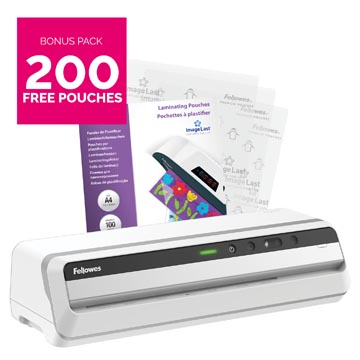 Fellowes machine à plastifier jupiter pour ft a3 + bonus pack de 200 pochettes (ft a4, 80 microns)