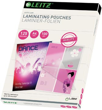 Leitz ilam pochette à plastifier ft a4, 250 microns (2 x 125 microns), paquet de 100 pièces