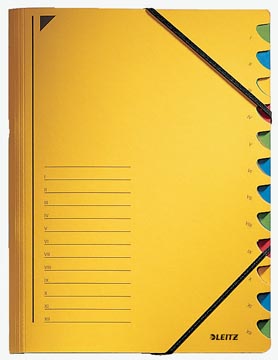 Trieur de bureau leitz, carton, ft a4, 12 compartiments, jaune