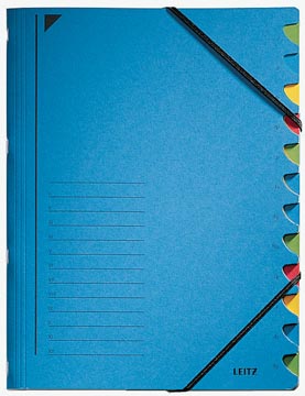 Trieur de bureau leitz, carton, ft a4, 12 compartiments, bleu