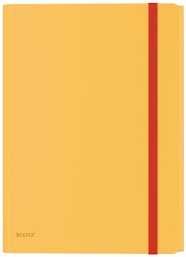 Leitz cosy chemisa à élastiques à 3 rabats, avec pochette à fermeture à bouton-pression, en pp, jaune