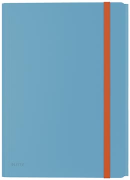 Leitz cosy chemisa à élastiques à 3 rabats, avec pochette à fermeture à bouton-pression, en pp, bleu