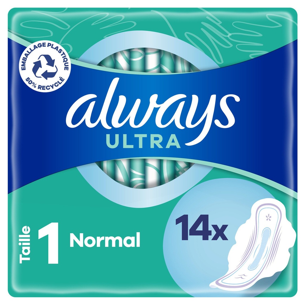 Always ultra serviettes hygiéniques normal, paquet de 14 pièces