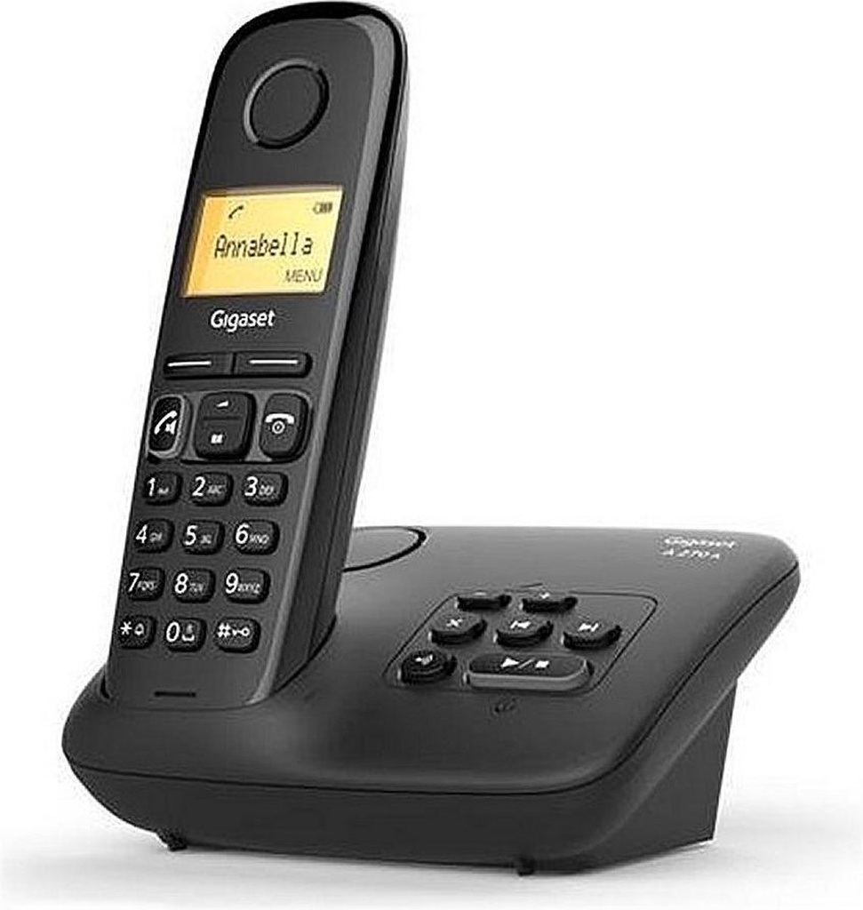 Gigaset a270a téléphone dect sans fil avec répondeur intégré, noir