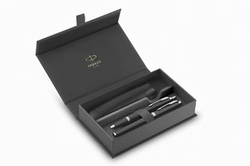 [2214457] Parker IM stylo plume et stylo à bille, duoset, coffret cadeau et etui, noir