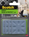 Scotch Move & Protect patin glisseur, gris, Ft. 50 mm x 50 mm, blister de 4 pièces