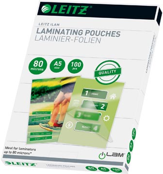 [33817] Leitz Eva pochette à plastifier ft A5, 160 microns (2 x 80 microns), paquet de 100 pièces