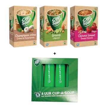 [KI46141] ACTION CUP-A-SOUP: 1 x champignons crème + 1 x légumes + 1 x tomate chinoise + GRATUIT surligneur, 4 pcs