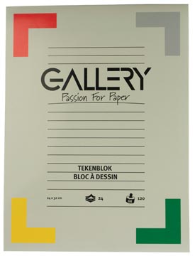 [01309] Gallery bloc de dessin 120 g/m², papier sans bois, 24 feuilles, ft 24 x 32 cm