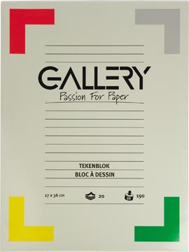 [01311] Gallery bloc de dessin 190 g/m², papier extra sans bois, 20 feuilles, ft 27 x 36 cm