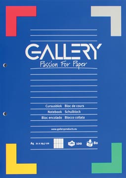 [01538] Gallery bloc de cours, quadrillé commercial, papier de 80 g/m²