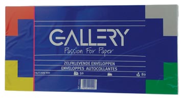 [01555] Gallery enveloppes, ft 114 x 229 mm, sans fenêtre, avec bande adhésive, paquet de 50 pièces