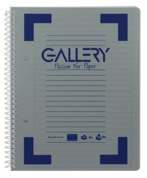 [01613] Gallery cahier à reliure spirale traditional a5, 2 trous, ligné, couleurs assorties, 160 pages