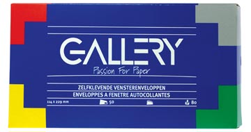 [01658] Gallery enveloppes ft 114 x 229 mm avec fenêtre à droite et bande adhésive, boîte de 50 pièces