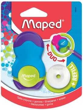 [049120] Maped taille-crayon + gomme loopy soft touch, blister de 1 pièce
