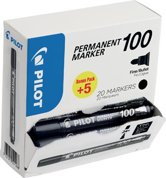 [0501268] Pilot marqueur permanent 100, boîte de 15 + 5 pièces, noir