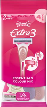 [0590101] Wilkinson extra 3 essentials colour mix rasoir, paquet de 4 pièces