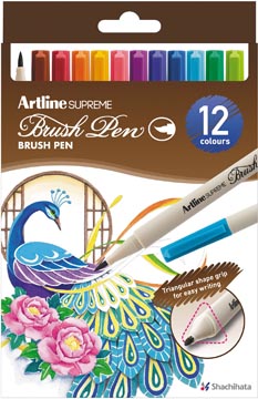 [0689400] Artline supreme brushpen, assorti, set de 12 pièces