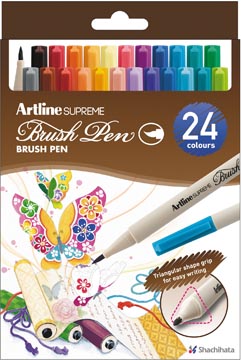 [0689500] Artline supreme brushpen, assorti, set de 24 pièces