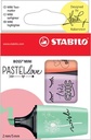 Stabilo boss mini pastellove surligneur, boîte de 3 pièces en couleurs pastels assorties