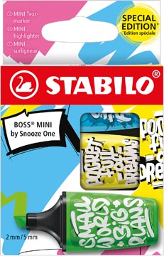 [07/03-61] Stabilo boss mini snooze one surligneur, étui de 3 pièces: jaune, vert et bleu
