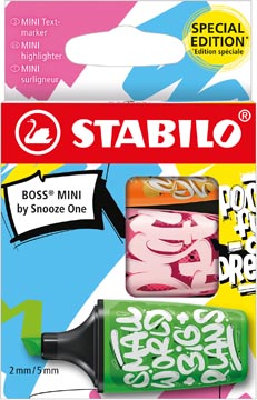 [07/03-71] Stabilo boss mini snooze one surligneur, étui de 3 pièces: orange, vert et rose