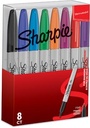 Sharpie marqueur permanente, fin, étui de 8 pièces en couleurs assorties