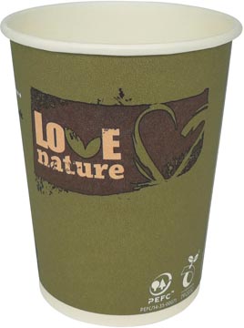 [09JEY67] Gobelet en carton love nature, 200 ml, paquet de 50 pièces