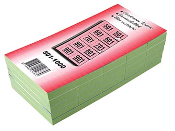 [1000VV] Carnets pour vestiaire numéros de 501 à 1.000, vert