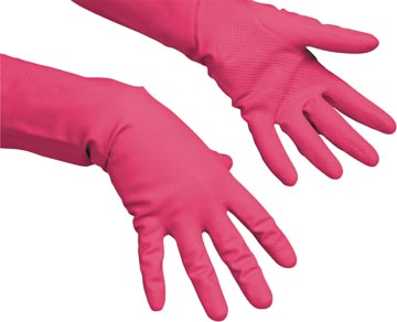 [100153] Vileda gants multi purpose, latex, medium, rouge