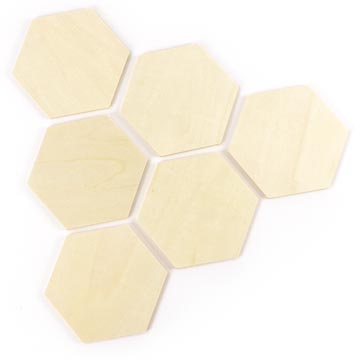 [100226] Graine créative sashet de 30 formes hexagonales en bois à décorer, ft 99 x 86 x 4 mm