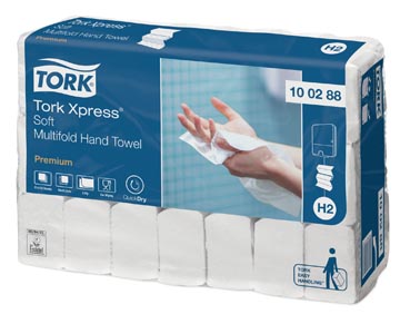 [100288] Tork essuie-mains en papier xpress, soft, 2 plis, 110 feuilles, système h2, paquet de 21 pièces