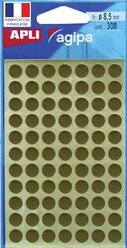 [100600A] Agipa étiquettes ronds en pochette diamètre 8 mm, or, 308 pièces, 77 par feuille