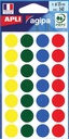 Agipa étiquettes ronds en pochette diamètre 15 mm, couleurs assorties, 140 pièces, 28 par feuille