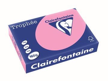 [1013C] Clairefontaine trophée pastel, papier couleur, a4, 160 g, 250 feuilles, rose intense