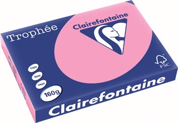 [1014C] Clairefontaine trophée pastel, papier couleur, a3, 160 g, 250 feuilles, rose intense