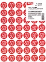 Agipa etiquettes remises -50%, rouge, paquet de 192 pièces, amovible