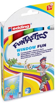 [1038000] Edding craies grasses pour fenêtres, etui cartonné, 5 craies de couleurs assorties