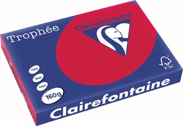 [1044C] Clairefontaine trophée intens, papier couleur, a3, 160 g, 250 feuilles, rouge groseille