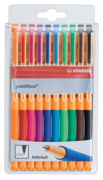 [109910] Stabilo pointvisco roller, 0,5 mm, étui de 10 pièces en couleurs assorties