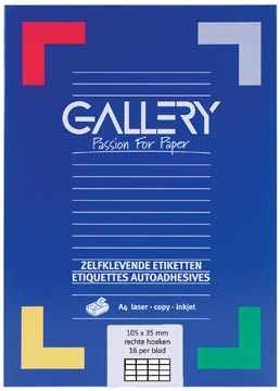 [11035] Gallery étiquettes blanches, ft 105 x 35 mm (l x h), coins carrés, boîte de 1.600 étiquettes