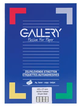 [11037] Gallery étiquettes blanches, ft 105 x 37 mm (l x h), coins carrés, boîte de 1.600 étiquettes